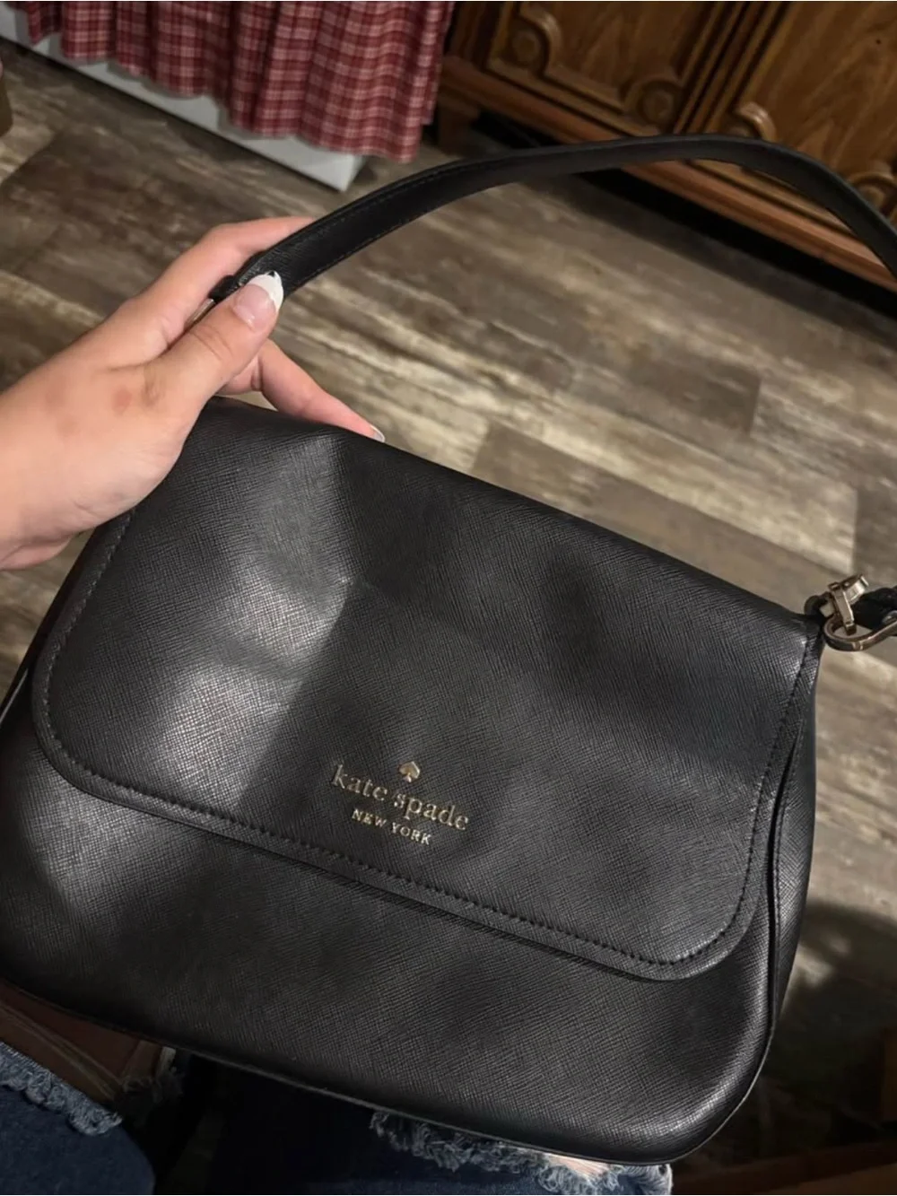 Kate Spade Staci Black Saffiano Leather Shoulder Bag